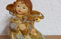 Engel gold-silber mit Harfe 