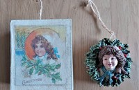 Weihnachtskanz mit Mädchenkopf im Antik Stil zum Aufhängen