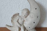 Windlicht Engel auf Mond sitzend