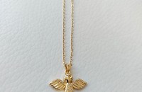 Katte mit Engel Anhänger goldfarbig