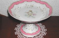 Fussschale Engel mit rosa Bordüre