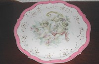 Kuchenteller ENGEL mit rosa Bordüre