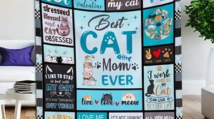 Couverture douce et légère turquoise avec chats 