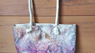 Grosse Schultertasche Engel mit Cello