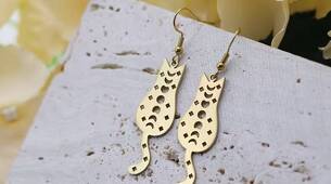 Boucles d'oreilles Chats phases lunaire or